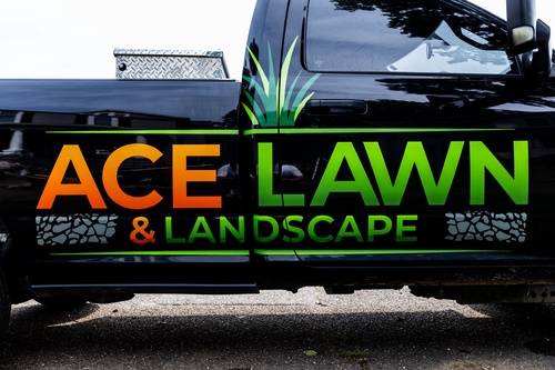 Ace Lawn & Landscape truck serving Tuscarawas County, Ohio