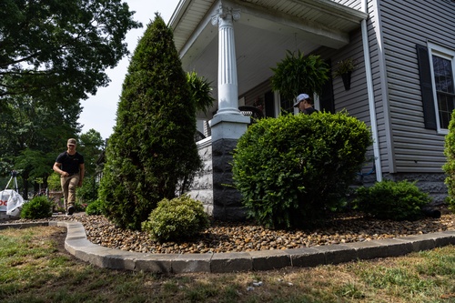 Maintained grounds and shaped plantings at a Tuscarawas County property