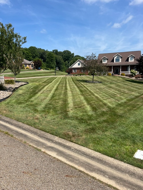 Freshly striped lawn after weekly mowing in Tuscarawas County